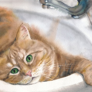 Originale personalizzato, ritratto di gatto ad acquerello, acquerello di gatto, regalo commemorativo del gatto, regalo amante del gatto, arte del gatto, pittura di ritratto di animali domestici