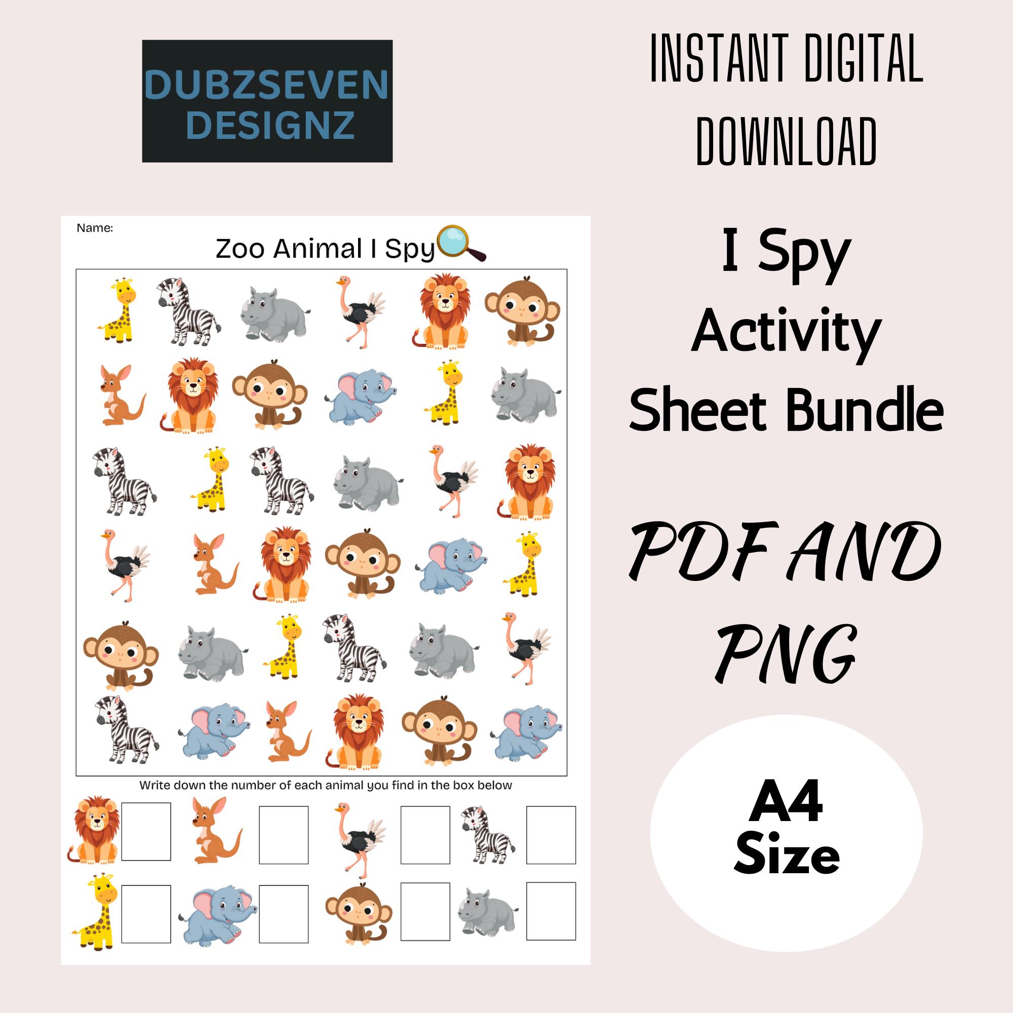 I Spy Animals Printable Activity Sheets: Fun Educational Puzzles ...