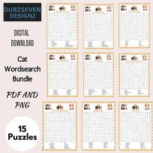 Cat Breeds Word Search Bundle: 15 Printable Puzzles (PDF) - Etsy