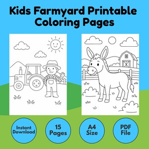 Dibujos para colorear de animales de granja para niños, hojas para colorear para niños pequeños, actividades para fiestas en la granja, imprimibles para preescolar, hojas para colorear para niños, animales de granja