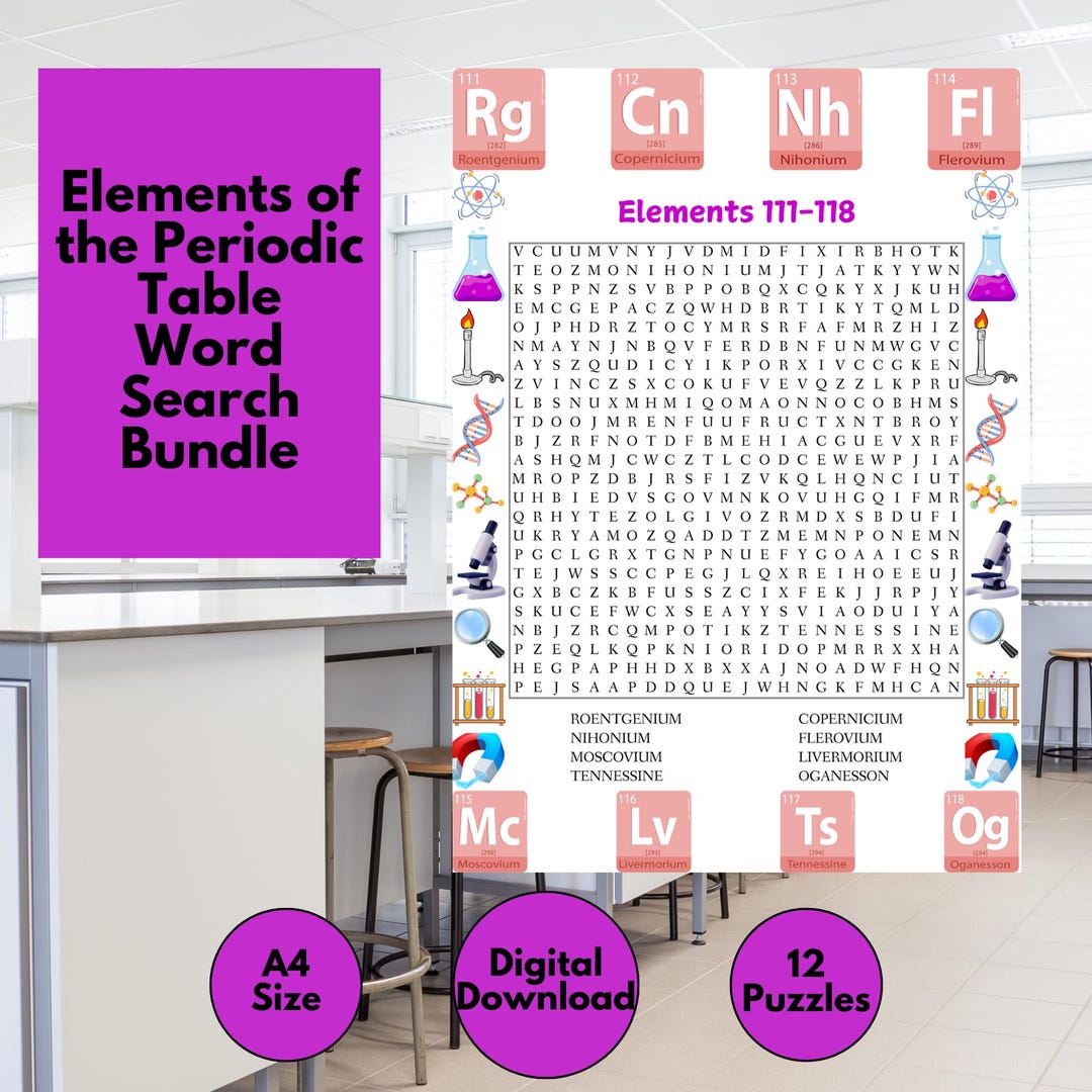 Periodic Table Word Search Puzzle Bundle (printable PDF) - Etsy