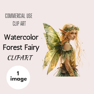 Forest Fairies Clipart | SINGLE IMAGE |  Watercolor Fairy, Cute Fairytale Clipart, Junk Journals, Fantasy Clip Art, Commercial Use