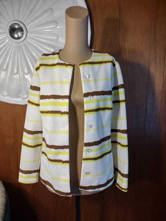 Vintage 1970's Catalina Yellow and Brown Striped … - image 5