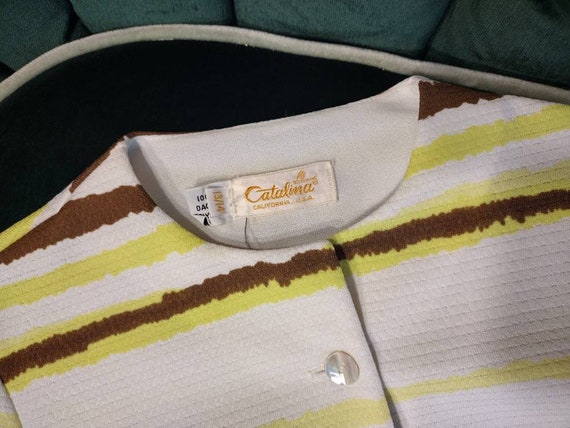 Vintage 1970's Catalina Yellow and Brown Striped … - image 6
