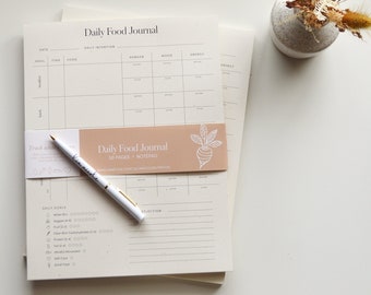 Daily Food Journal Notepad | Mindful Eating Planner | Habit Tracker | Holistic Food Diary | Self-Care Gift