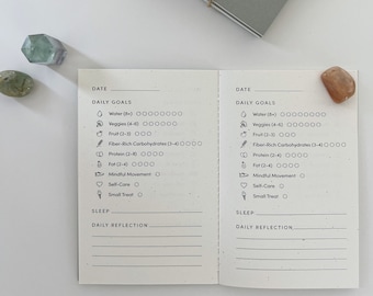 Pocket Size Food Journal | Set of 3 | Healthy Eating Checklist | Habit Tracker | Wellness Gift