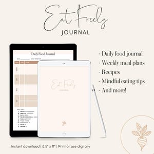 Eat Freely Journal | Food Journal + Meal Planner Bundle | Mindful Eating | Printable PDF | Instant Download