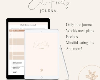 Diario de alimentación consciente / Diario de alimentos + Planificador de comidas / Alimentación consciente / PDF imprimible / Descarga instantánea