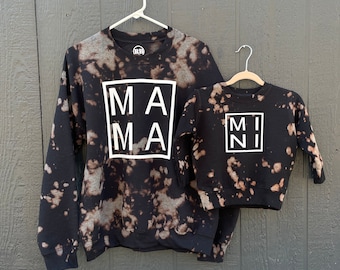 Mama and Mini set. Sweater Vintage Bleached set. Mama and mini matching set. Bleached sweater set