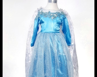 Robe inspirée d'Elsa du film La Reine des neiges/Robe Tutu bleue/Déguisement de princesse Disney/Reine des neiges d'Halloween/Déguisement Elsa pour enfants