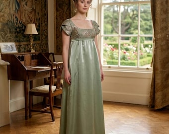Vestido bordado estilo Regencia: Vestido estilo Imperio/Vestidos estilo Regencia de brocado