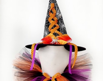 Kids Witches Costume with witches Hat/Halloween Tutu Skirt/ Hocus Pocus Dress/Girls Halloween Costume/Cosplay /Kids Halloween Costume