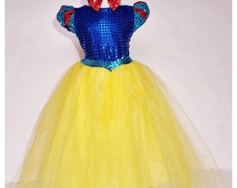 Vestido de tul inspirado en Blancanieves hecho a mano: disfraz de princesa para niñas