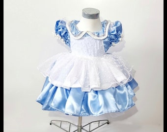 Alice In Wonderland Inspired Costume &  Apron With Head Band /Cosplay Wonderland Teenage Costume/Kids Birthday Party Dress