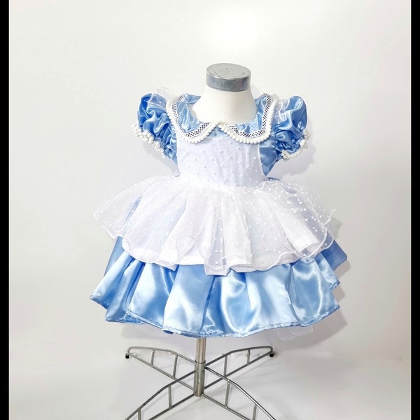 Alice In Wonderland Inspired Costume &  Apron With Head Band /Cosplay Wonderland Teenage Costume/Kids Birthday Party Dress