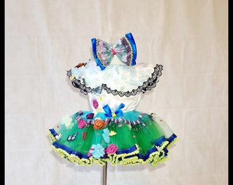 Baby Girl  Encanto Tutu Set(Skirt,Top and Head Accusatory) /Mirabel Inspired Skirt, /Encanto Birthday Party Dress /Baby Girls Tutu Set