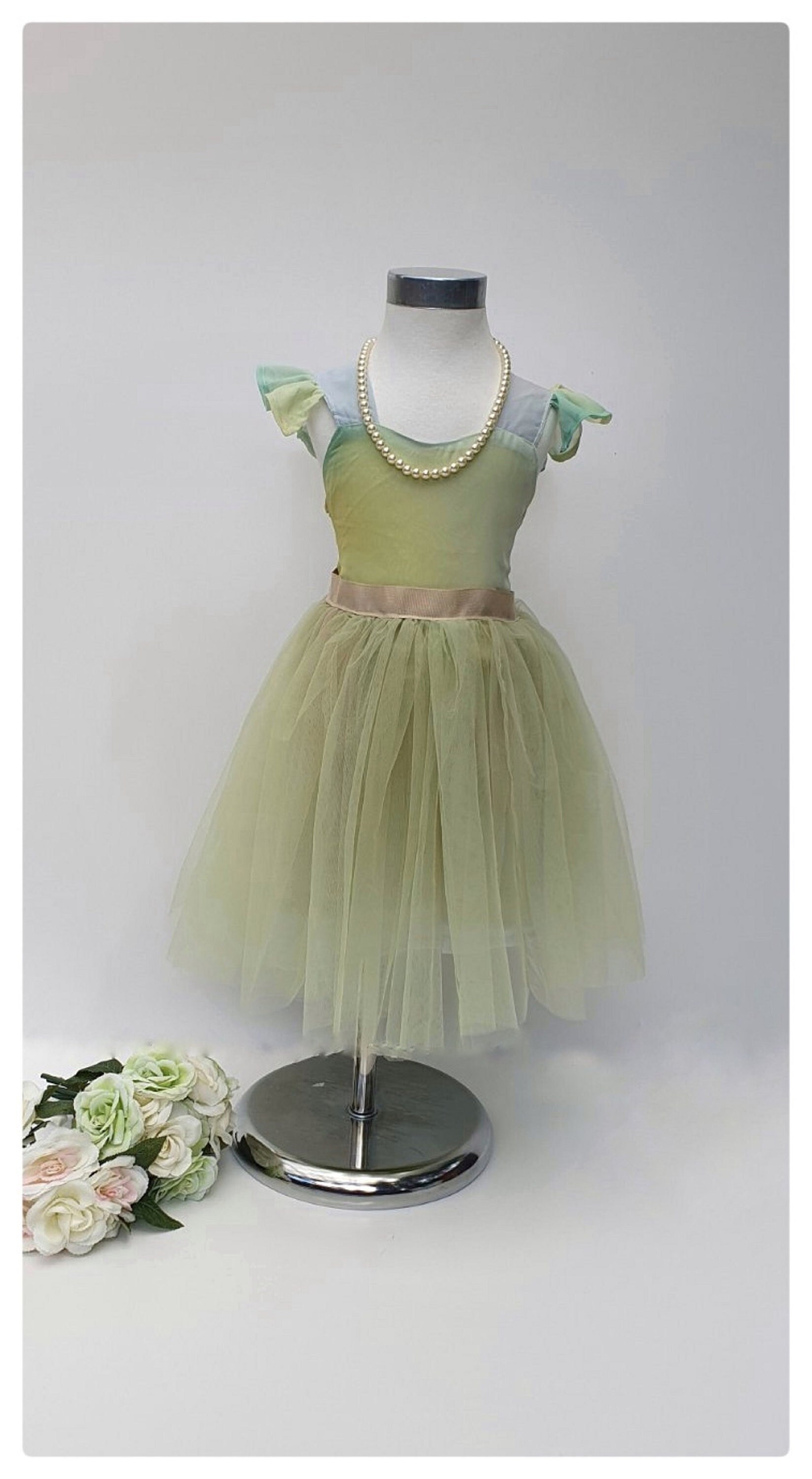 Olive Green Tulle Dress/flower Girl 