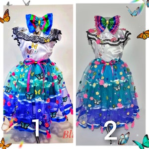Two Designs  of Kids Encanto Mirabel Costume With Head Accessory Size 3 to Size 16 And Adult sizes/Encanto Madrigal Costume Set /Mirabel