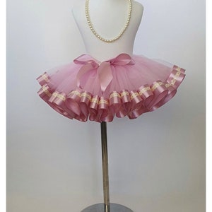 Light pink Tutu / Pastel Colors Tutu/ Ribbon Trimmed Tutu /kids skirt/Ballerina Outfit/Tutus for Girls