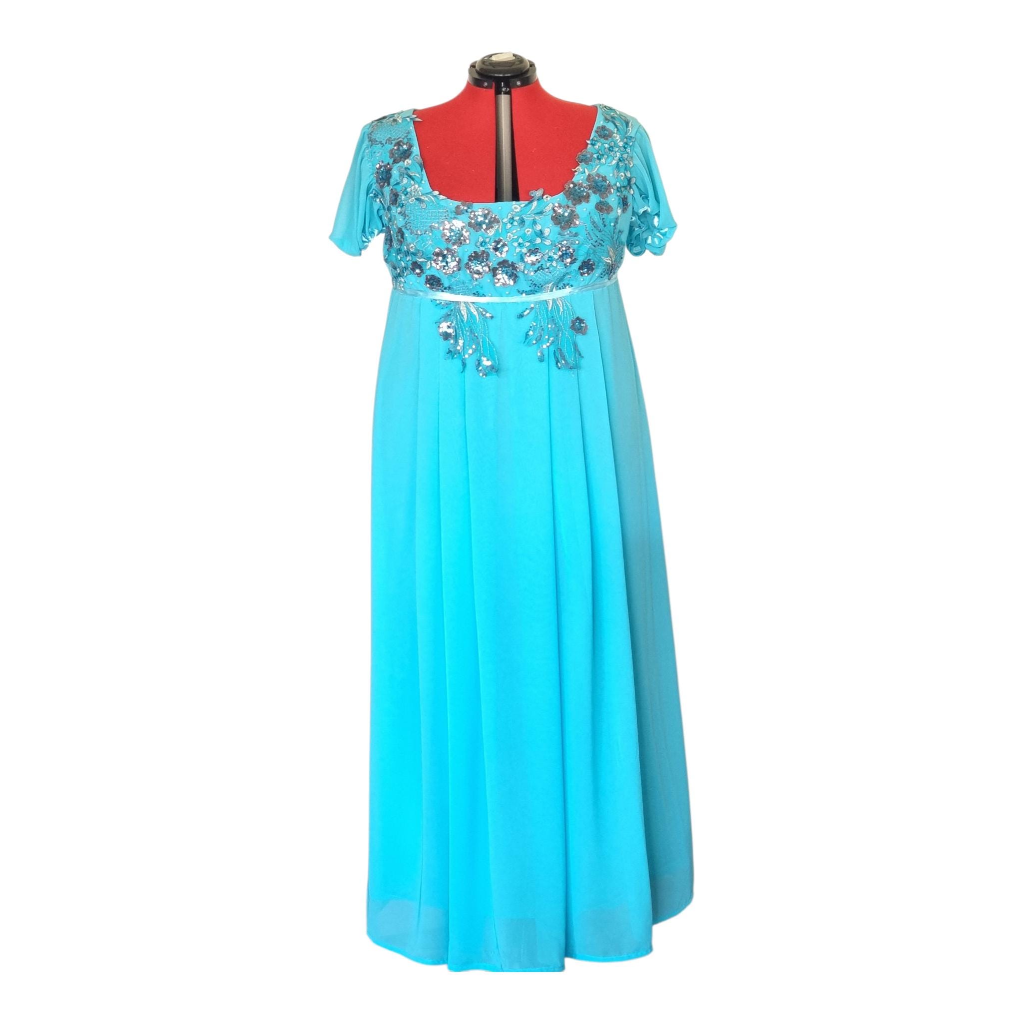 Handmade Regency Style Plus Size Dress - Custom Color & Sleeve Options