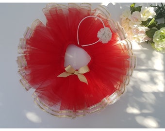 Red Color Tulle  Tutu Skirt  With Head Band/Toddler Girls Tutu Skirt