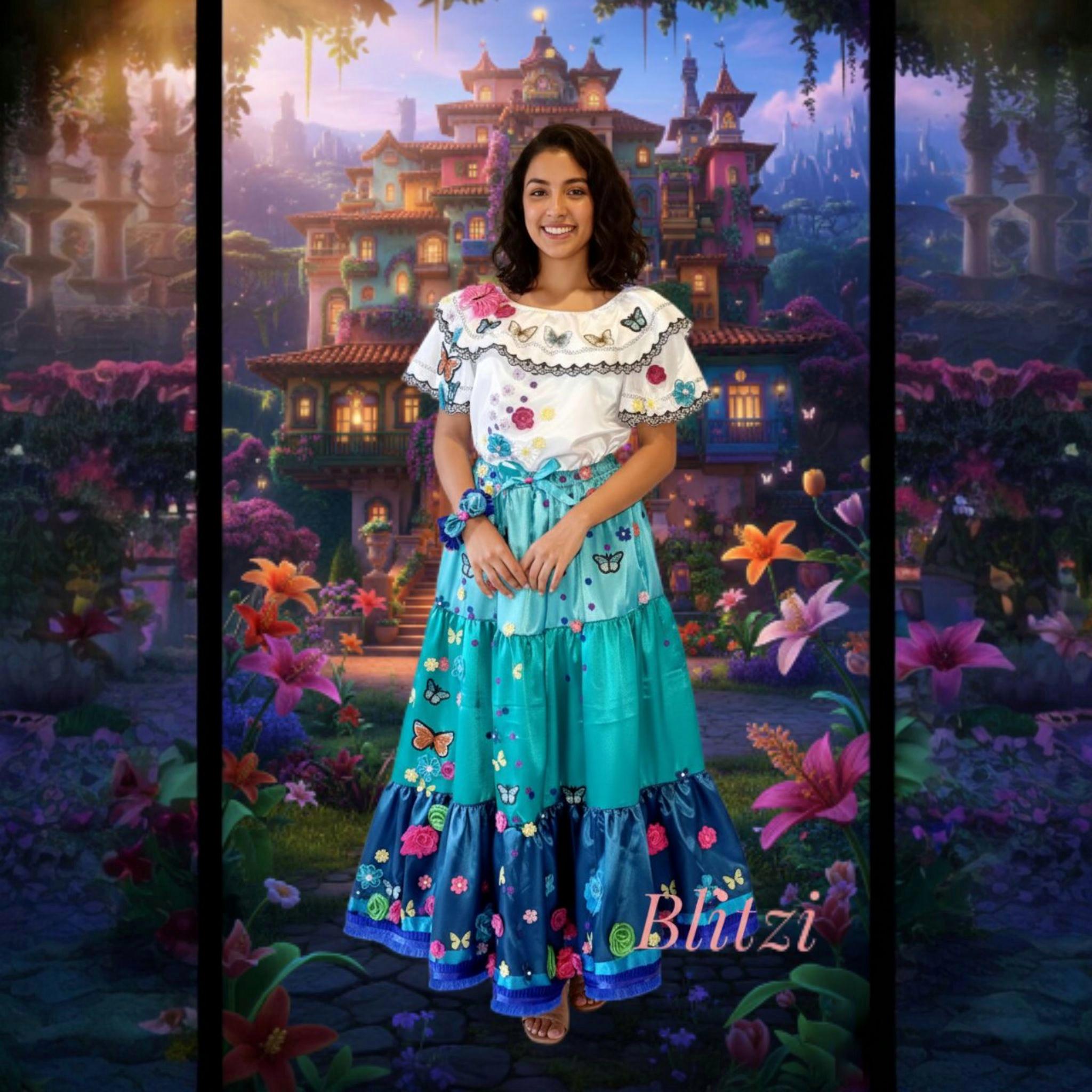 mirabel madrigal dress design Adult Costume: Encanto With Head Accessory Mirabel fabric Size:Girl 3-4 Years x-collection:Black Milk Essentials Petal Pink Perfection 🌸 Its smaller