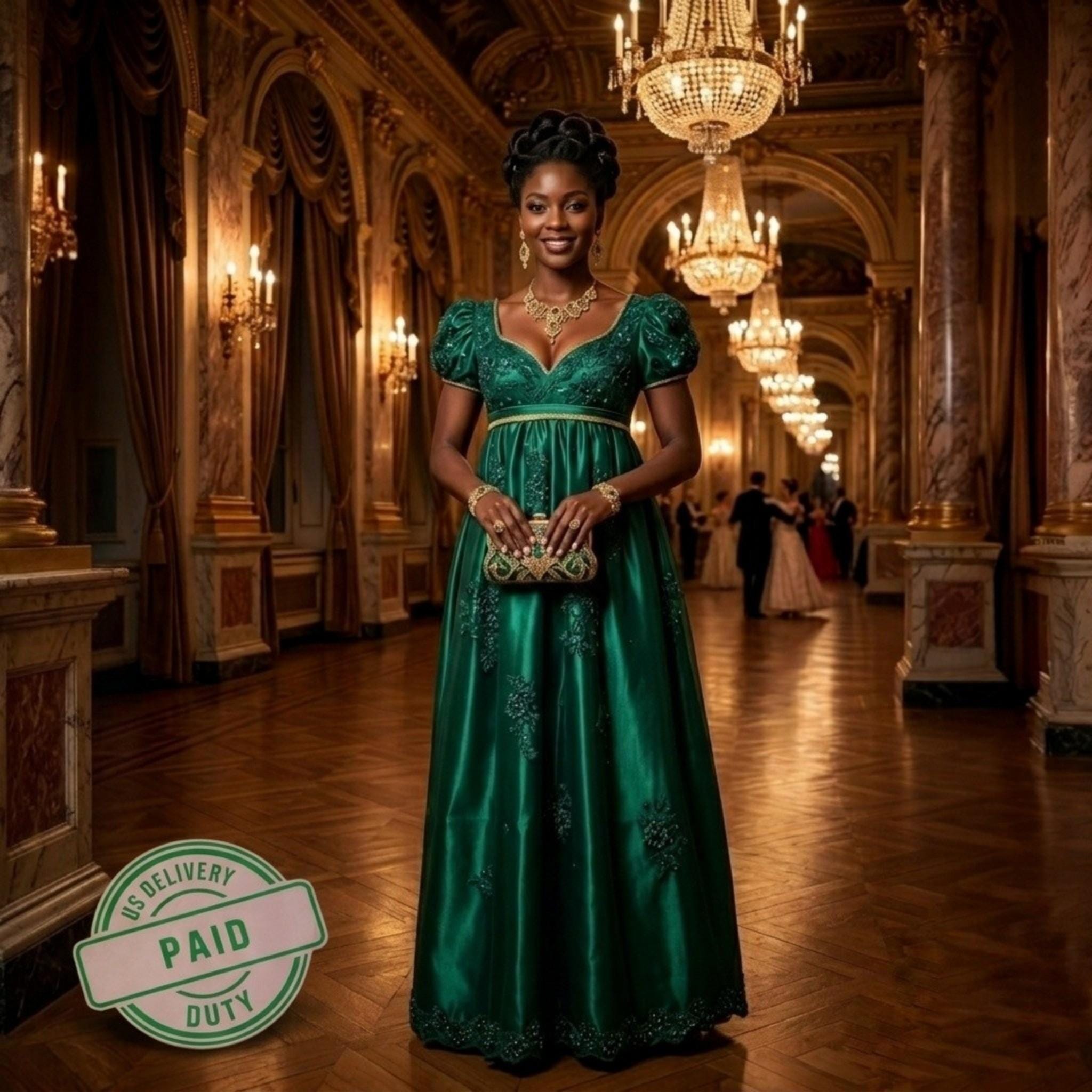 penelope featherington dark green dress penelope emerald dress Black Cutout Maxi Dress Skirt Details_A Line Skirt The dress also features Size:M.L