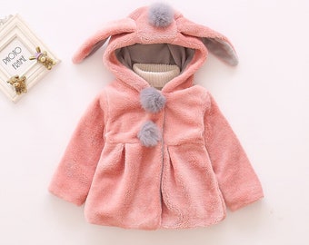 Coat for girls toddlers Warm Thick Fleece Baby Girl Pom Pom Coat Autumn Coat for baby girls