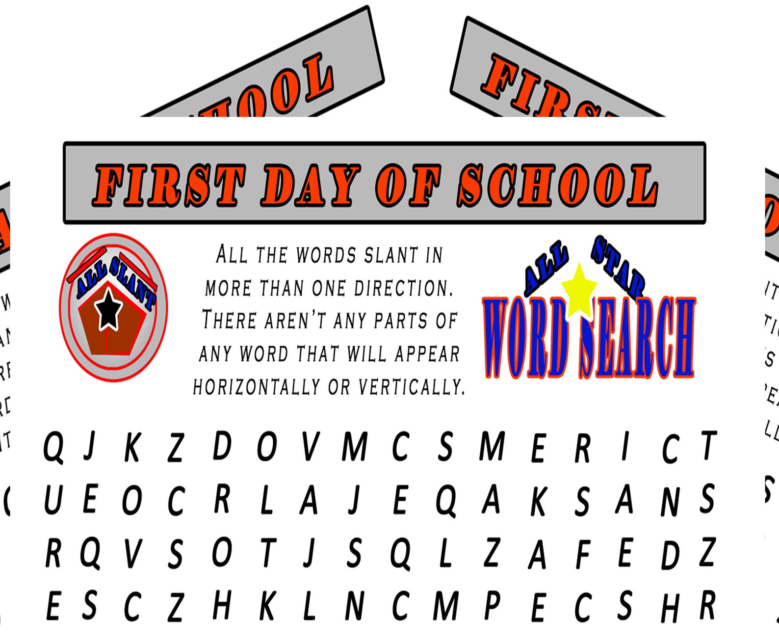 First Day of School Word Search/find/puzzle Printable - Etsy