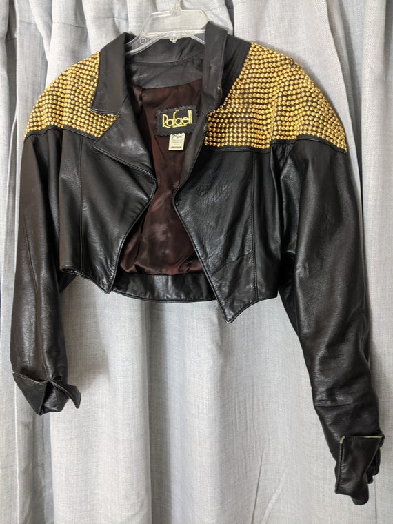 Vintage leather and gold stud jacket