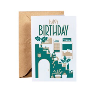 Tarjeta de felicitación de cumpleaños con escalera