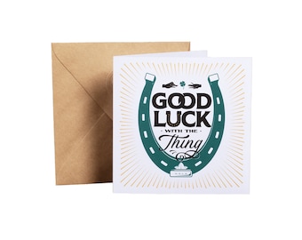 Good Luck | Handmade Greeting Card | Horseshoe Lucky | Encouragement Card | Supportive Friend Card