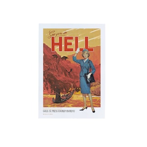 See You In Hell | Handmade Postcard | Vintage Travel Art | Tourism Poster | Unique Blank Illustration Gift Card