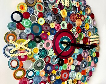 Quilled Paper Art Wall Clock: Handmade Colorful Circle Design