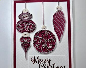 Christmas greeting card, handmade, quilling paper art, ornament