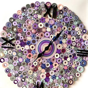 43cm Wall Clock 08 Purple, Quilling paper art, Handmade, Home decor, gift