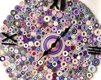 43cm Wall Clock 08 Purple, Quilling paper art, Handmade, Home decor, gift