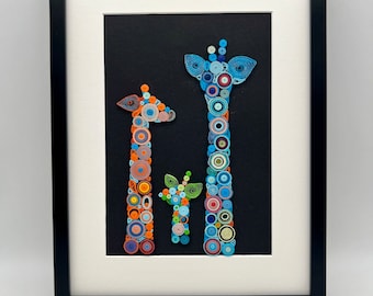 Frame Giraffe frame,children's room decoration,jungle,quilling paper art,handmade,animal,gift ideas