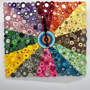 37 cm Wall Clock 03 quilling paper 5mm,handmade,gift,colorful circle,rainbow, each color corresponds to an hour