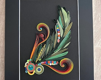 Hoja colorida, arte de papel quilling, hecho a mano, decoración del hogar, regalo