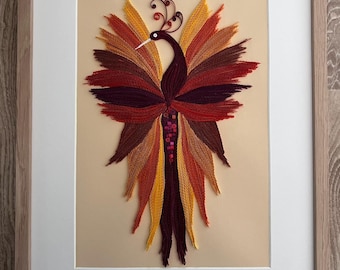 Peacock, quillingpapierkunst, handgemaakt, woondecoratie, cadeau, natuur