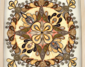 Orange Mandala Quilling Art: Handmade Paper Filigree, Home Decor