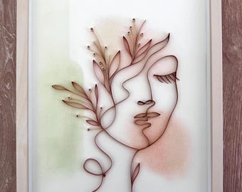 A woman&#39;s face,quilling paper art,handmade,home decor,gift,nature