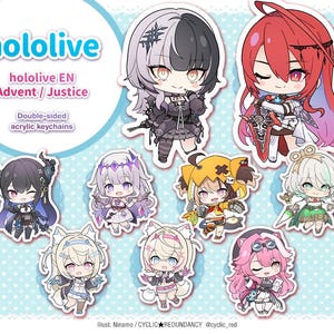hololive Advent/Justice | acrylic keychains & stickers