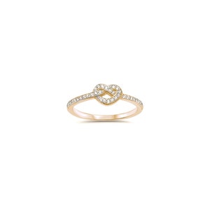 925 Sterling Silber | Rosé vergoldeter Sterling Silber Herz Liebe Knoten Ring | Vergoldeter Sterling Silber Herz Knoten Ring | Geschenk für Sie |