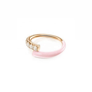 925 Sterling Silver | Rose Gold Plated Pink Enamel Ring | Cubic Zirconia | Pink Enamel | Sterling Silver Ring | Enamel Ring | Gift for Her |