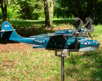 Stainless steel wind spinner faithful reproduction of the historic model Catalina Snafu Snatchers, for garden decoration and collectible