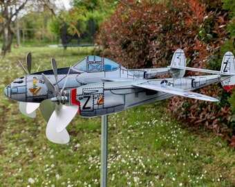 Wind spinner aircraft model Lockheed P-38 J Lightning in stainless steel