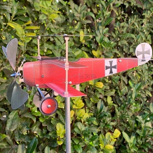 Wind spinner Aircraft model Fokker DRI Red Baron in stainless steel