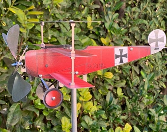 Flugzeugwindfahne Modell Fokker DRI, Red Baron, aus Edelstahl